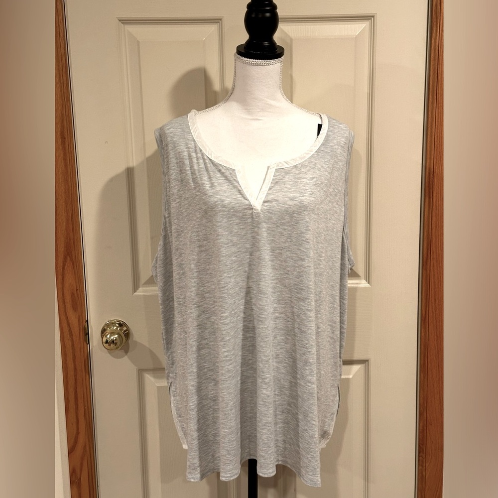 NWT Lane Bryant Gray & White Silver Accent Tank Top Size 26/28